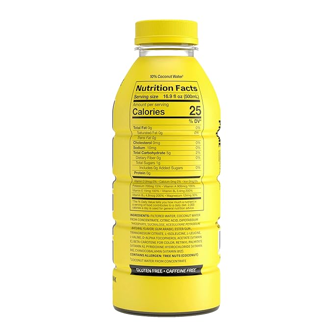 PRIME Hydration LEMONADE, Sports Drinks, Electrolyte Enhanced for Replenishing Fluids, 250mg BCAAs, B Vitamins, Antioxidants, Low Sugar, 16.9 Fl Oz, 12 Pack
