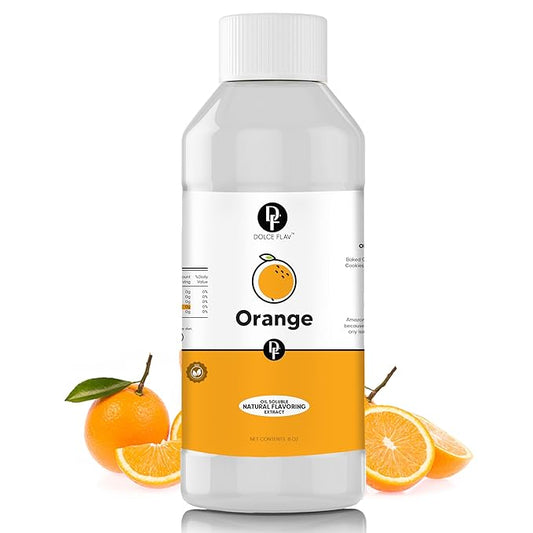 Dolce Flav Natural Orange Extract ??8 Ounce Oil-Soluble Kosher, Sugar-Free, Concentrated Citrus Flavor for Candy, Chocolates & Desserts, Includes Measured Dropper