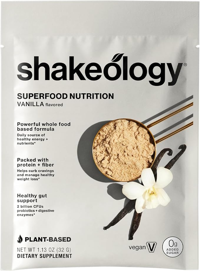 BODi Shakeology 0g Added Sugar Plant-Based Vegan Protein Powder ??Gluten-Free Superfood Shake with Vitamins & Minerals ??Helps Support Healthy Weight Loss & Gut Health, Vanilla, 14 Individual Packets