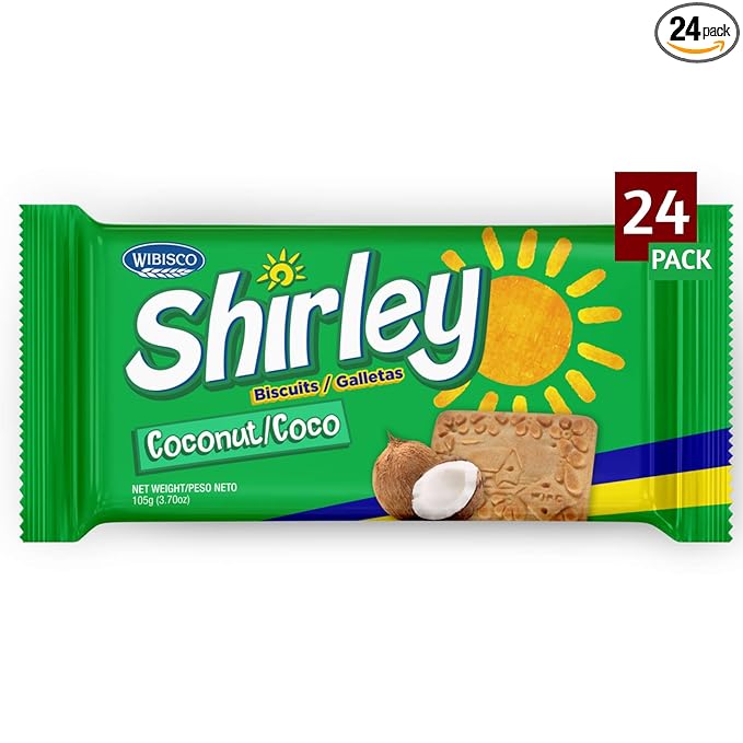 Wibisco Shirley Biscuits, Coconut, 3.7, Coconut 3.7 Ounce (Pack of 24)