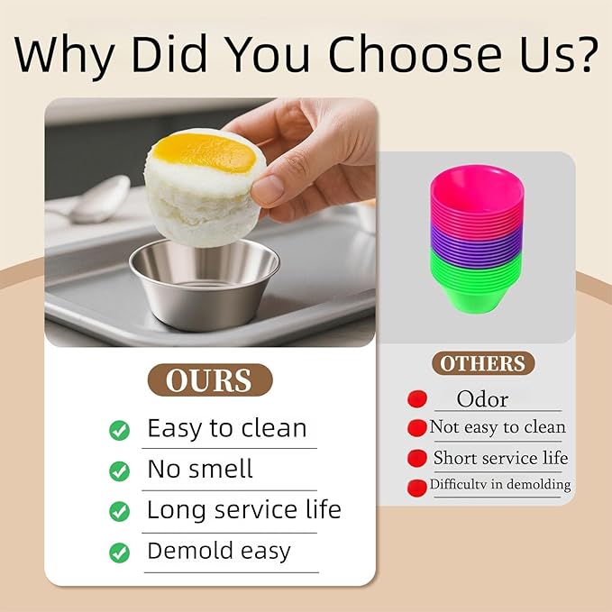 24 Pcs Puto Molder Filipino - 3.1??x 1.2??Reusable Puto Mold Cups for Steamer Filipino - Kutsinta Molder Filipino for Baking & Steaming, 304 Stainless Steel Puto Molde Baking Cup