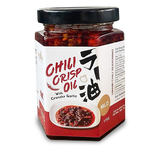 Fusion Select 350g Chili Crisp Oil - Crunchy Garlic Chili Oil, Umami Seasoning with Hot Peppers for Korean Ramen, Spicy Noodles, BBQ Meat, Dip, Stir Fry Sauce - Kitchen Condiment - Mild Spice
