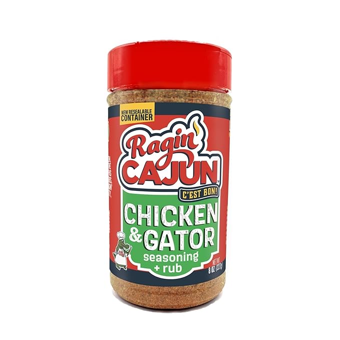 Ragin' Cajun Chicken or Gator Cajun Seasoning - 8 oz Shaker, Gluten-Free, No MSG - Authentic Louisiana Spice for Poultry & Exotic Meats