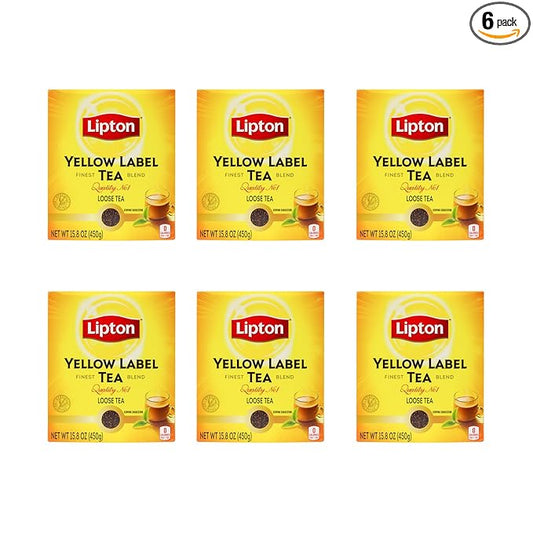 Yellow Label Black Tea | International Blend | Loose Leaf Tea | Premium Tea | Compatible for Everyday Use | Suitable for Chai Lovers | 450 Grams (Pack of 6)