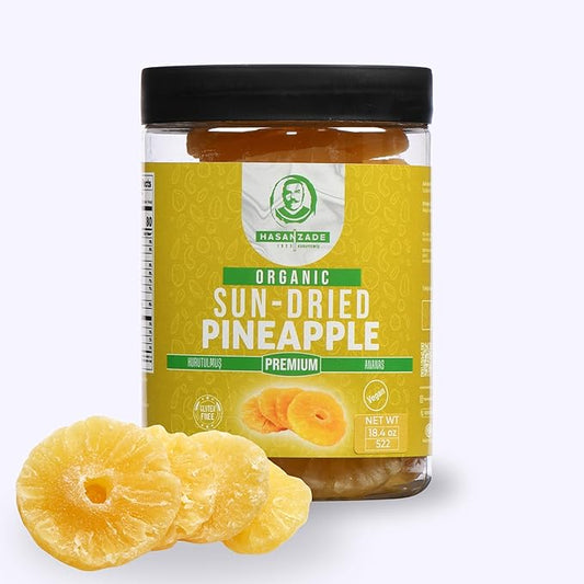 HASANZADE Organic Dried Pineapple Healthy Snacks for Adults and Kids Vegan Gluten Free Dried Fruit Snacks (18,4 Oz)