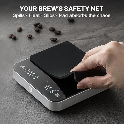KitchenTour Caf챕Metric Coffee Scale with Timer 0.1g/2000g - Precision Scale for Espresso & Pour Over - Water Flow Speed Mode and Coffee Powder-to-Liquid Ratio Mode - Only Battery, LCD Display-Silver