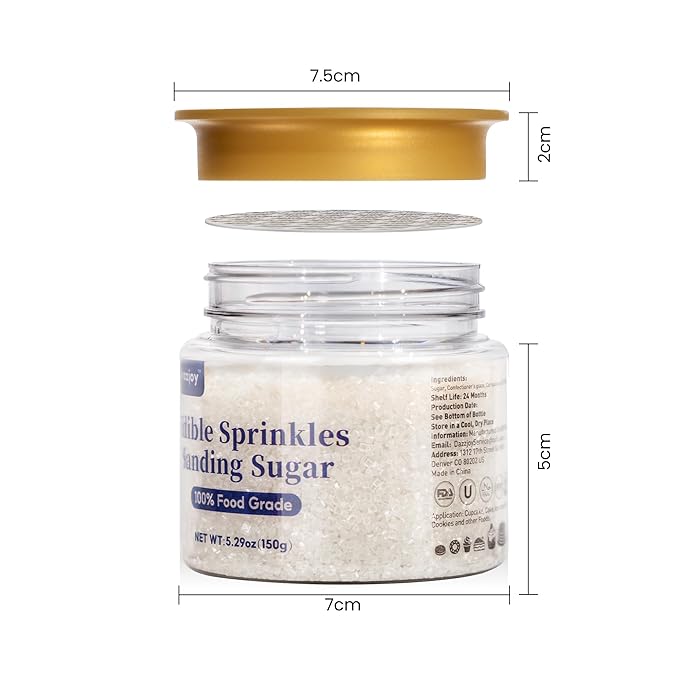 Edible White Sprinkles, White Sanding Sugar Sprinkles for Cake Decorating, Food Grade 150g, Cookie & Cupcake Topper Decoration, Ice Cream, Wedding Halloween Christmas Supplies
