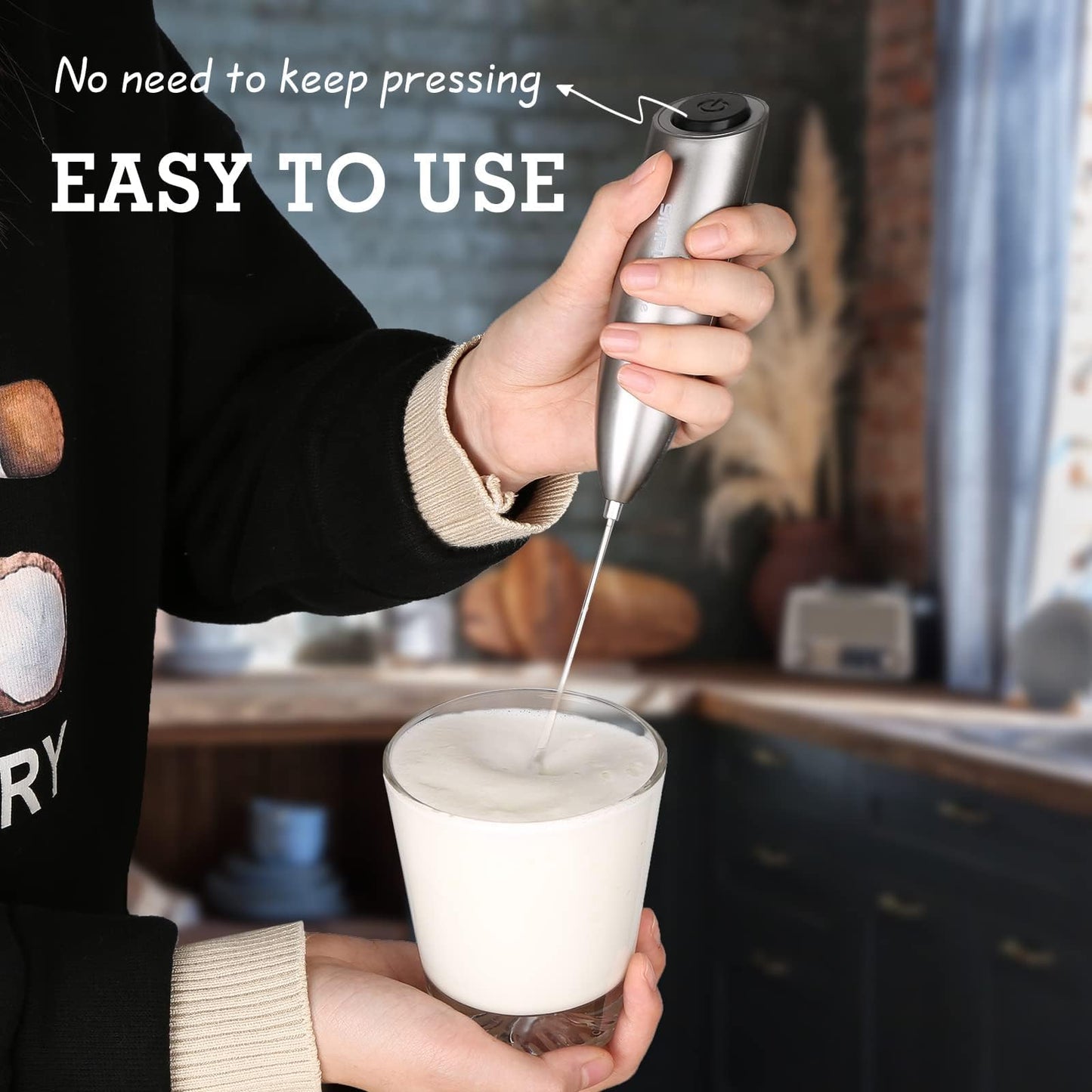 SIMPLETASTE Milk Frother Handheld Electric Foam Maker Battery Operated