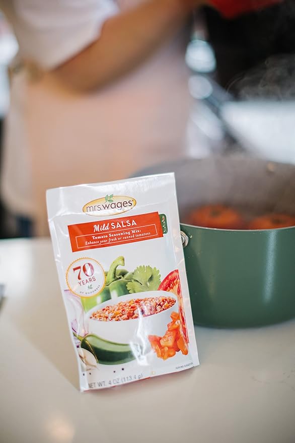 Mrs. Wages Mild Salsa Canning Mix, Easy-To-Use, Simple Homemade Salsa, Mild Spice Flavoring, Enhance Your Tomatoes, 4 oz Packet (Value Pack of 12)