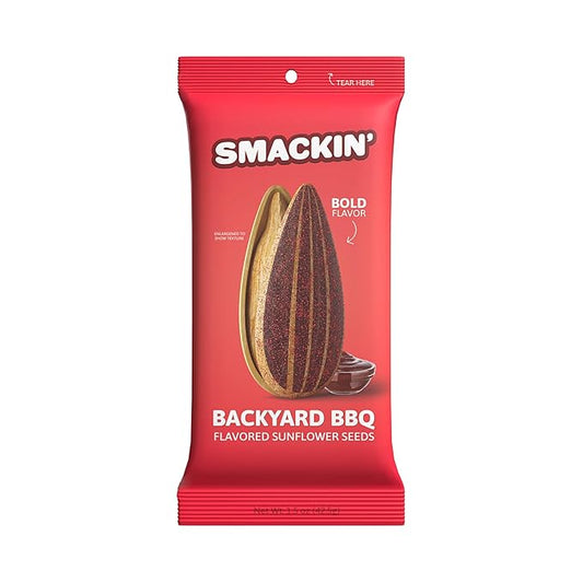 SMACKIN' Sunflower Seeds, Roasted Jumbo Small-Batch, American Made - Backyard BBQ. 1.5oz bags (36 Pack)