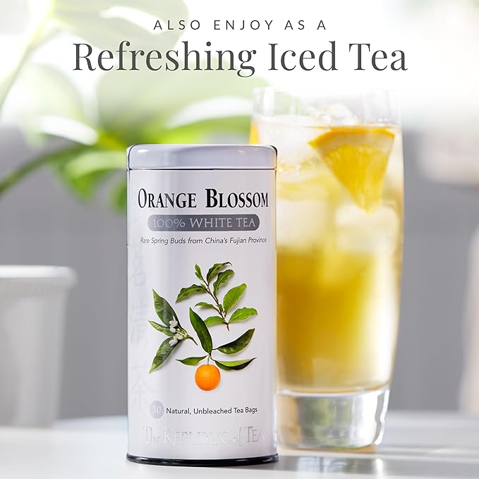 The Republic of Tea – Orange Blossom 100% White Tea Bags, Steeps 250 Low-Caffeinated Cups