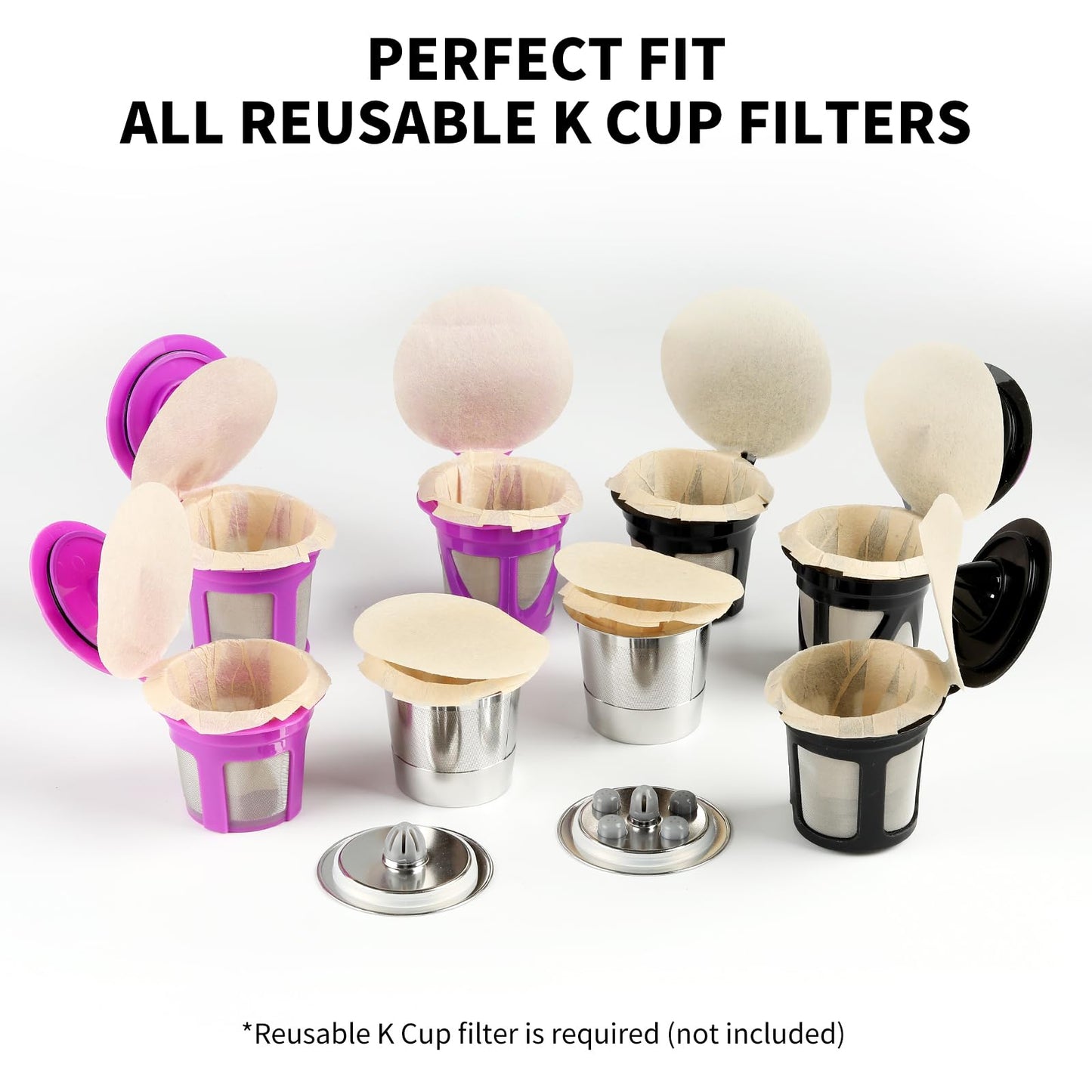 Fanativita 100ct K Cup Coffee Filters with Genius Lid, Unbleached