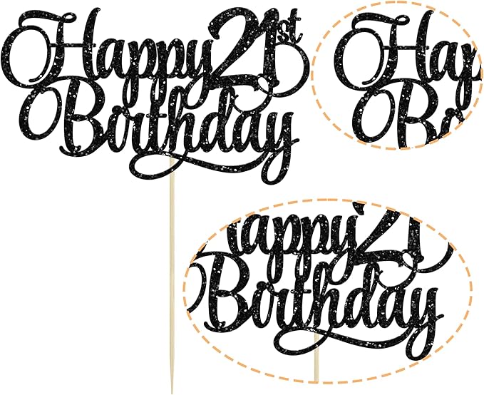 1 Pack Happy 21st Birthday Cake Topper Glitter Number 21 Twenty One Years Old Birthday Cake Pick Decoration for Celebrating 21st Birthday Anniversary Party Supplies Gold