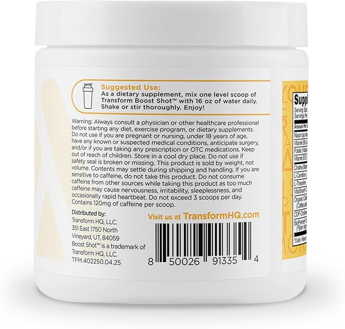TransformHQ Everyday Boost Shot 28 Servings (Peach Mango) - Non-GMO, Gluten-Free