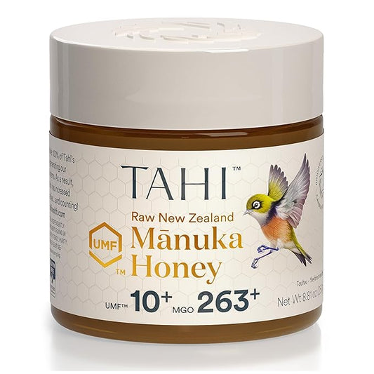Tahi Raw Manuka Honey New Zealand UMF 10+ Certified (MGO 263+) - 100% Sustainable, Monofloral and Natural Honey - Non-GMO, Glyphosate-Free and Gluten-Free - New Zealand Manuka Pure Honey - 8.81oz
