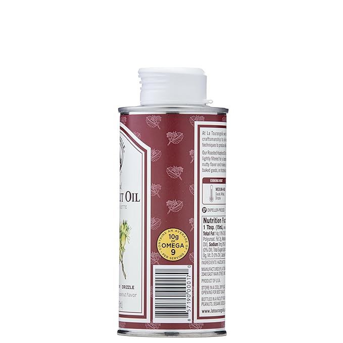 La Tourangelle, Roasted Hazelnut Oil, High-Oleic Oil Great for Baking, Stir-Frying, and Vinaigrettes, 8.45 fl oz