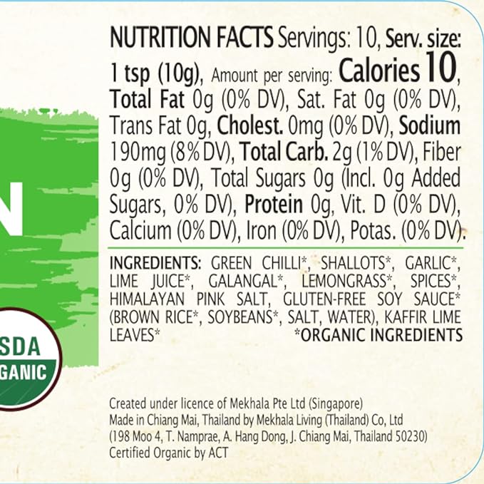 Mekhala Organic Gluten-Free Thai Green Curry Paste 3.53oz
