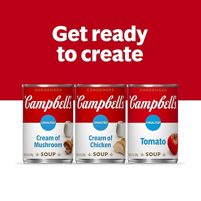 Campbell?™s Condensed Unsalted Cream of Mushroom Soup, 10.5 Ounce Can (Pack of 4)