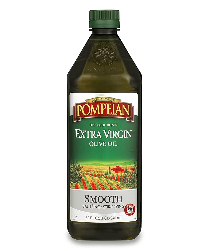 Pompeian Smooth Extra Virgin Olive Oil, Contains Polyphenols, First Cold Pressed, 32 Fl Oz