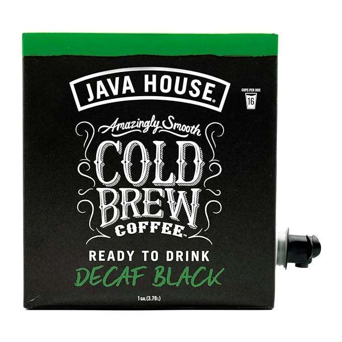 Java House Cold Brew Coffee on Tap (Pack of 2) – Premium 100% Arabica Decaf – Smooth Decaf with Chocolate & Caramel Notes – 1 Gallon Box (16 Servings) – Ready to Drink, No Caffeine, No Brewing Required, Fridge-Friendly