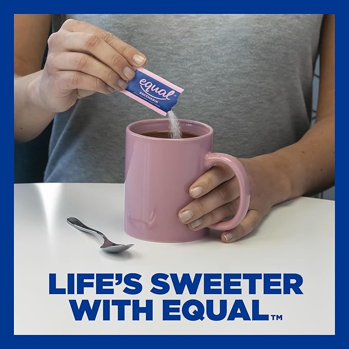 EQUAL Pink Zero Calorie Sweetener, Saccharin Sugar Substitute, Zero Calorie Sweetener Packets, Sugar Alternative, 100 Ct (Pack of 1)