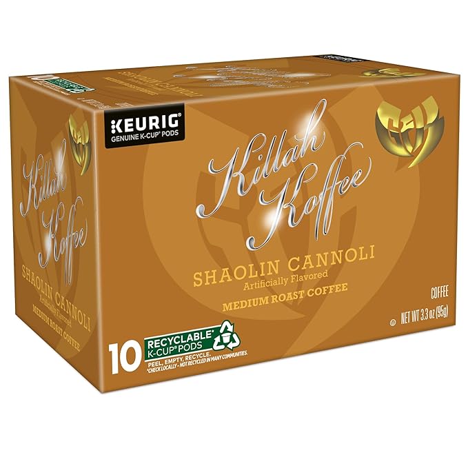 Killah Koffee Shaolin Cannoli, Keurig Single-Serve K-Cup Pods, Flavored Coffee, 10 Count