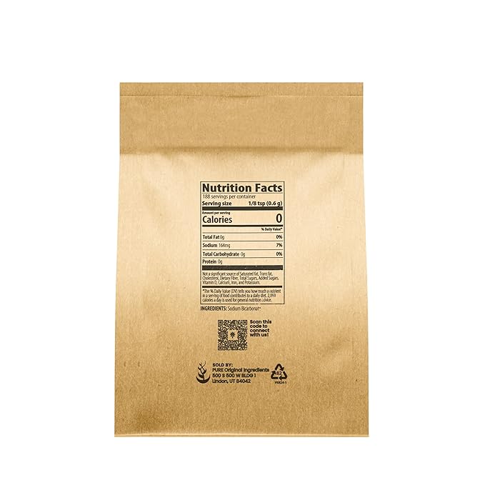 Pure Original Ingredients Sodium Bicarbonate (Baking Soda) (4 oz) Always Pure, No Fillers Or Additives, Eco-Friendly Packaging