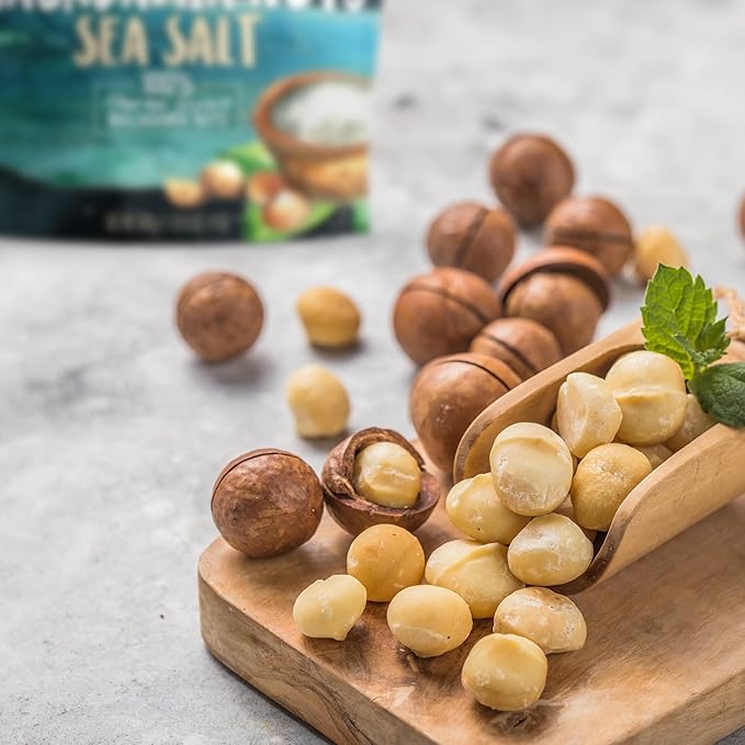 Hawaiian Macadamia Nut Company Dry Roasted Macadamia Nuts with Sea Salt 24 Oz (Pack of 2, Total 48-Ounce), Source of Fiber, Gluten-Free and Certified Non-GMO, Premium Quality, Crunchy and Delicious
