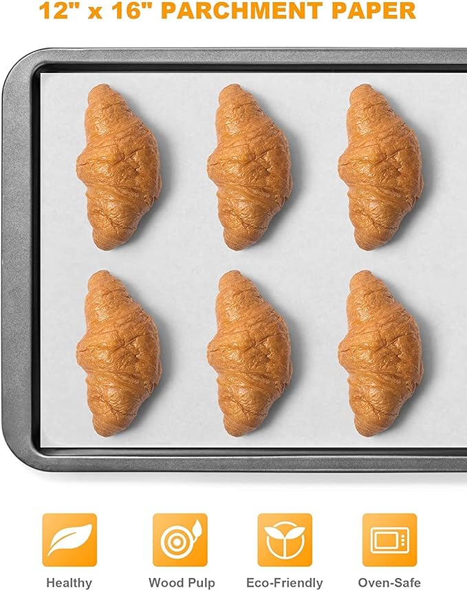 220 Pcs 12x16 In Parchment Paper Sheets, Baklicious Pre-cut Non-Stick Parchment Baking Paper for Air Fryer, Oven, Bakeware, Steaming, Cooking Bread, Cupcake, Meat, Cookies