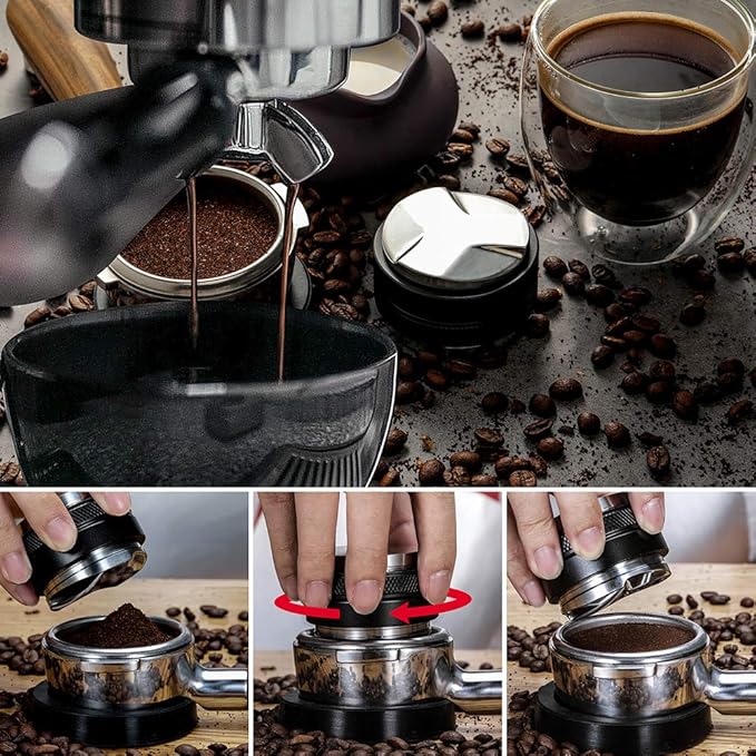 53mm Coffee Distributor and Tamper, Dual Head Coffee Leveler Compatible with Breville 54mm Portafilter, Adjustable Depth- Professional Espresso Hand Tampers