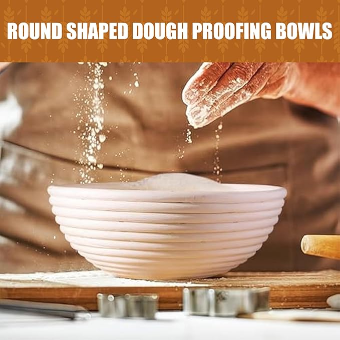 Bread Proofing Basket Set Sourdough Proofing Basket Round Proofing Bowls (Round Proofing basket 10PCS), sourdough bread baking supplies proofing baskets,banneton bread proofing basket 9.5"