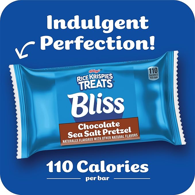 Rice Krispies Treats Bliss Crispy Marshmallow Squares, Snack Bars, Chocolate Sea Salt Pretzel (6 Boxes, 36 Bars)