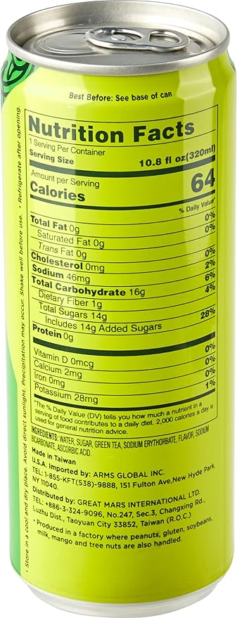Kung Fu Tea Canned Green Tea – Lightly Sweetened Green Tea in a Can, Ready to Drink – All Natural, Premium Iced Tea – 10.8 oz Cans, Pack of 6
