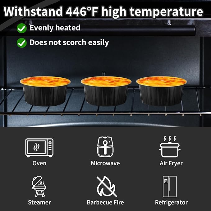 200Pack Mini Cake Pans with Lids Baking Cups with Spoons (Black&Gold)