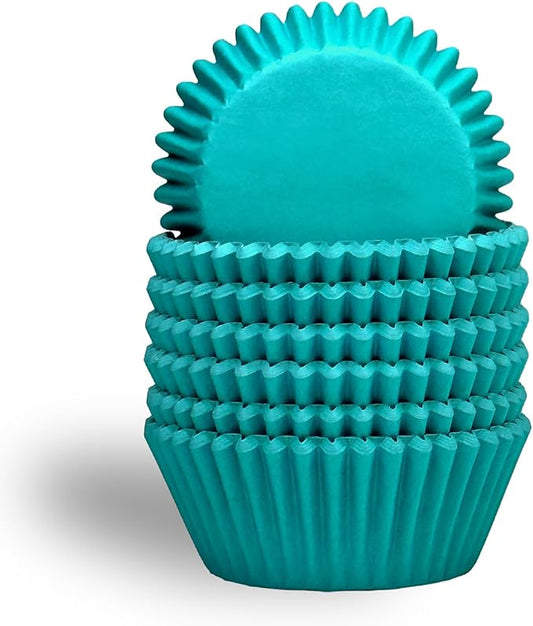 qiqee 300-Count Cupcake Liners Cupcake Cups Food Grade Solid Green Blue Color Cupcake Papers Baking Cups Cupcake Wrappers (Standard Size)