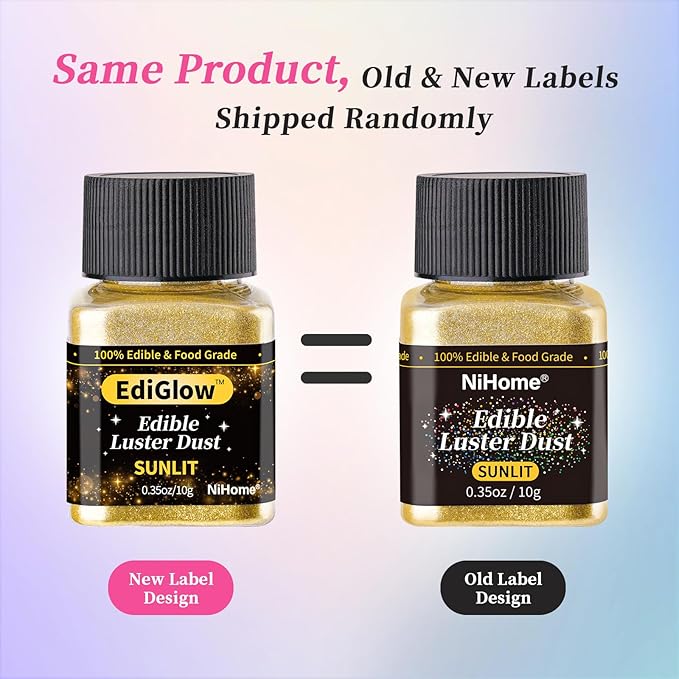 NiHome Edible Food-Grade Glitter Powder Glimmer Luster Dust Metallic Fancy Food Decorating Sprinkle