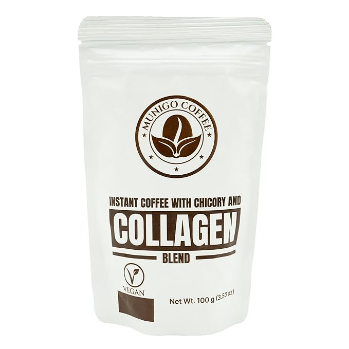 Munigo with Chicory and Collagen, 100g/3.52oz - Energizing Coffee Blend, Supports Skin Health, Supplements, Nutritious Coffee, Skin Elasticity, Rich Flavor, Morning Routine
