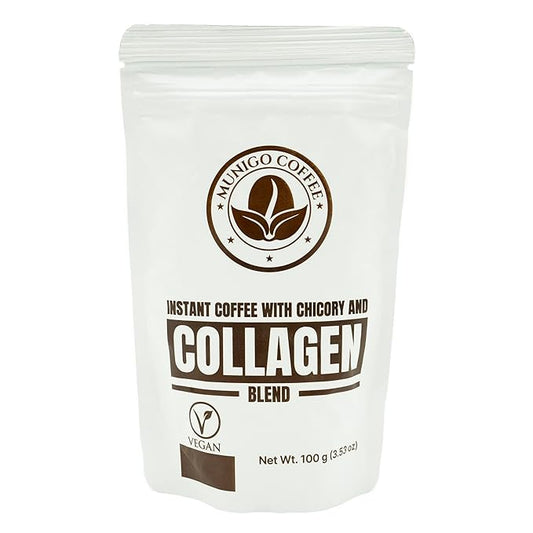 Munigo with Chicory and Collagen, 100g/3.52oz - Energizing Coffee Blend, Supports Skin Health, Supplements, Nutritious Coffee, Skin Elasticity, Rich Flavor, Morning Routine