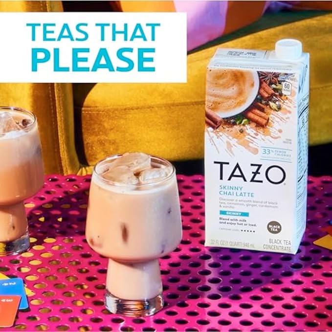 TAZO Tea Concentrate, Organic Skinny Chai Latte, & Chocolate Chai Latte 32 Fl Oz (1ea) (Variety Pack)