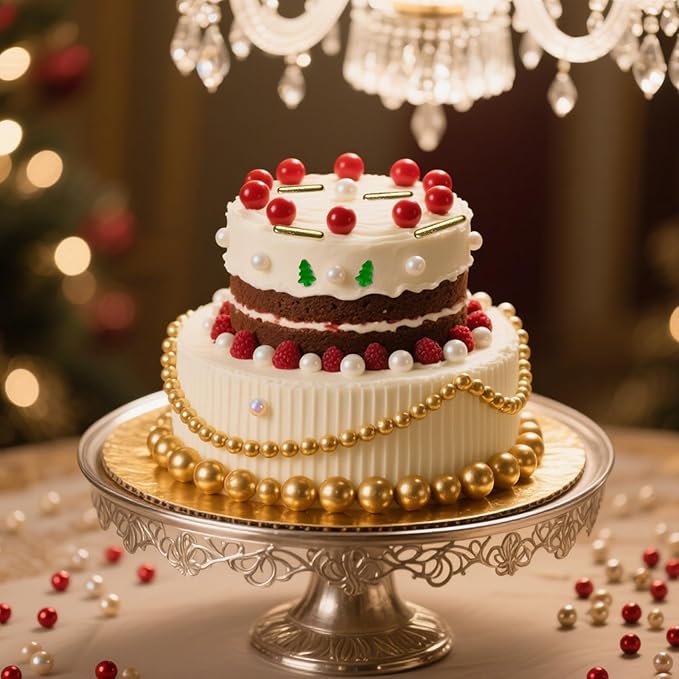 Twisweet Christmas Sprinkles, Gold and Red Pearls for Cake Decorating, Edible Christmas Tree Sugar Sprinkles for Baking, Candy Pearls Rods Mix, Cake Topper Ice Cream Cupcake Cookie Toppings Dessert Decorations, Xmas Party Supplies (130g/4.58oz)