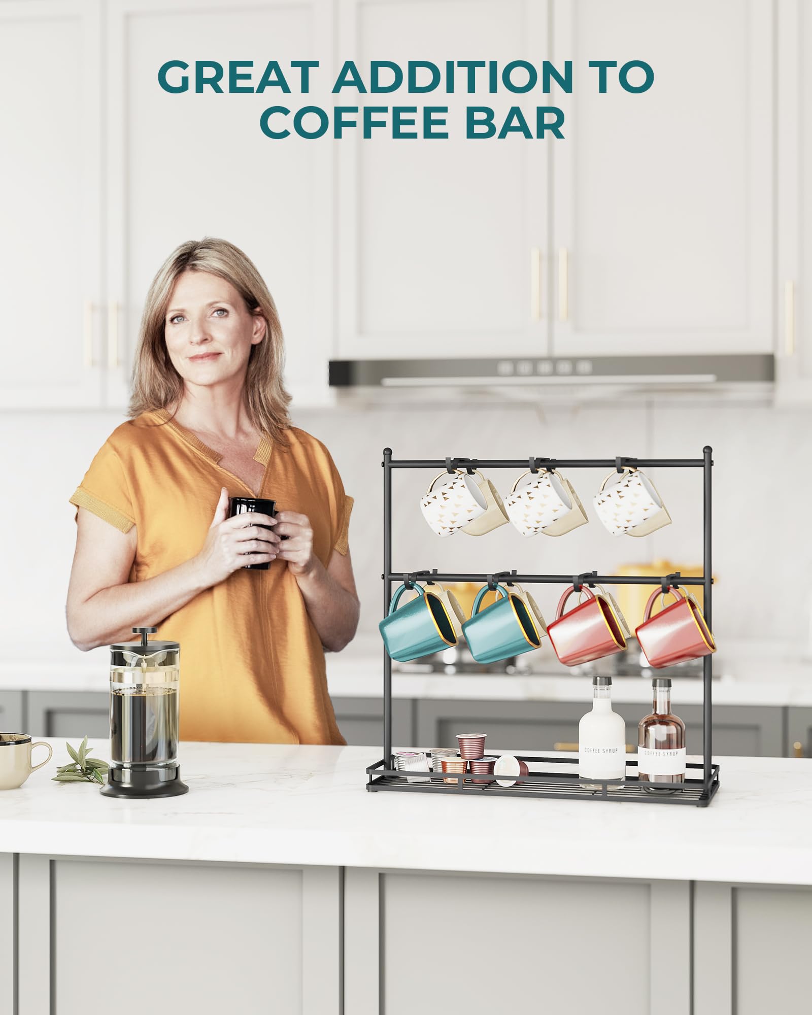 OROPY Coffee Mug Holder for Countertop, Mug Tree Rack with Heavy Duty Base