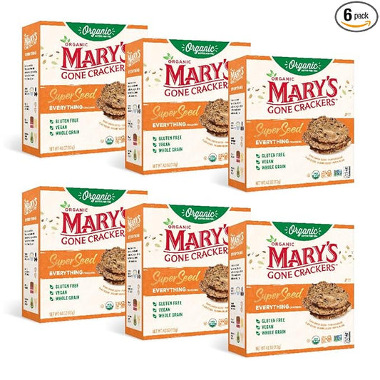 Mary's Gone Crackers Super Seed Everything Crackers, Vegan Friendly, Kosher, USDA Certified Organic, Gluten Free & Non-GMO, 4 Ounce (Pack of 6)