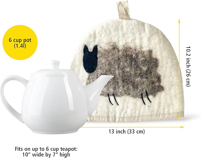 Glaciart One Wool Teapot Cozy Kettle Cover | Dome Shaped Large Tea Cosy, Kettle or French Press | Handmade & Needle Felted from Natural Wool | Warms Up to 2 Hours | Great as Gift