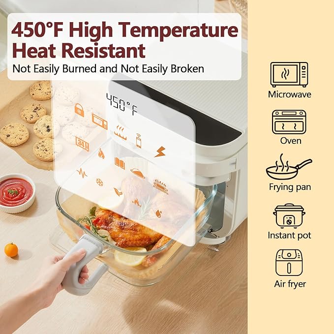 9 Inch Air Fryer Liners Disposable-200PCS Square Parchment Paper Liners,Heat Resistant & Non-Stick,Unbleached Liners for Air Fryer,Oven,Roasting,Baking,Microwave竊뉰ottom is 8 Inchç«?,<div>