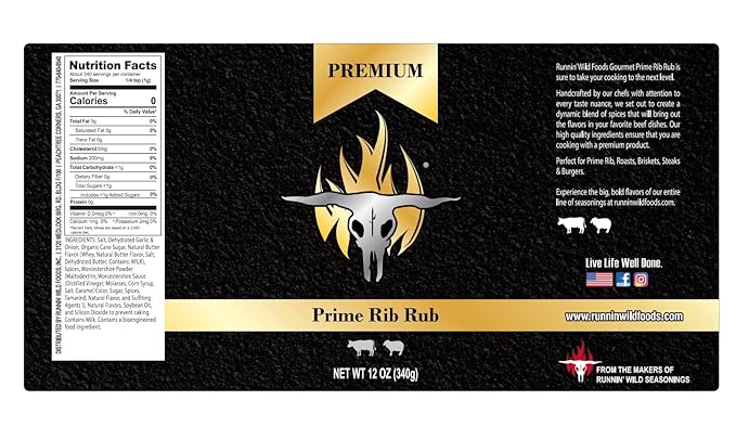 Gourmet Prime Rib Seasoning | Prime Rib Rub for Prime Rib Roasts, Briskets, Steaks, Burgers and Beef | Runnin??Wild Foods, 12 ounces
