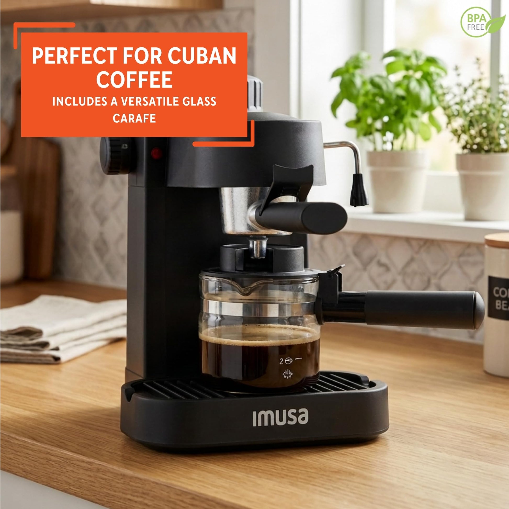 IMUSA 4 Cup Electric Espresso Cappuccino Coffee Maker, Black