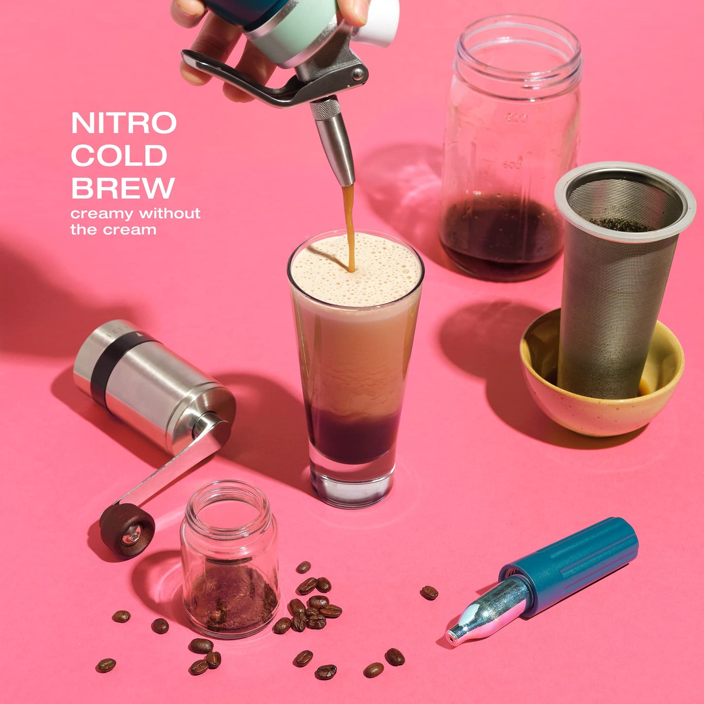 Nitro Cold Brew Maker, Nitro Diffuser Nozzle & Cold Brew Maker, 1-Quart/1L