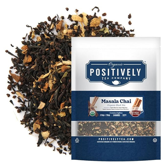 Organic Positively Tea Company, Masala Chai Black Tea, Loose Leaf, 16 Ounce