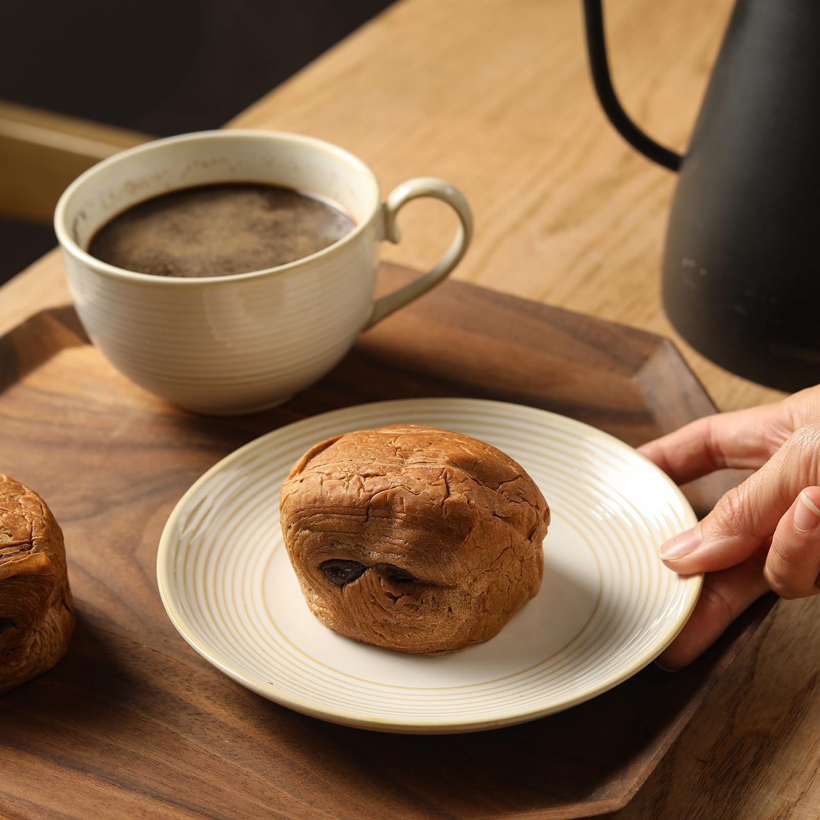 Feenmai 12Oz Coffee Cups with Saucers, Ceramic Espresso Cup Set of 4, Cappuccino Cups Set, Tea Mugs