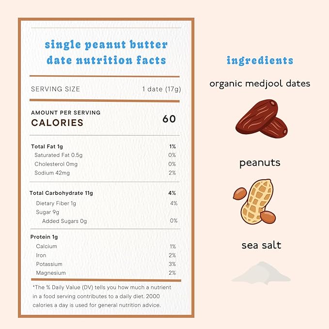 Realsy Filled Medjool Dates, Organic Dates with No Sugar Added, Gluten-Free, Vegan, All Natural Healthy Snack, Single Wrapped (40 ct) (Peanut Butter)